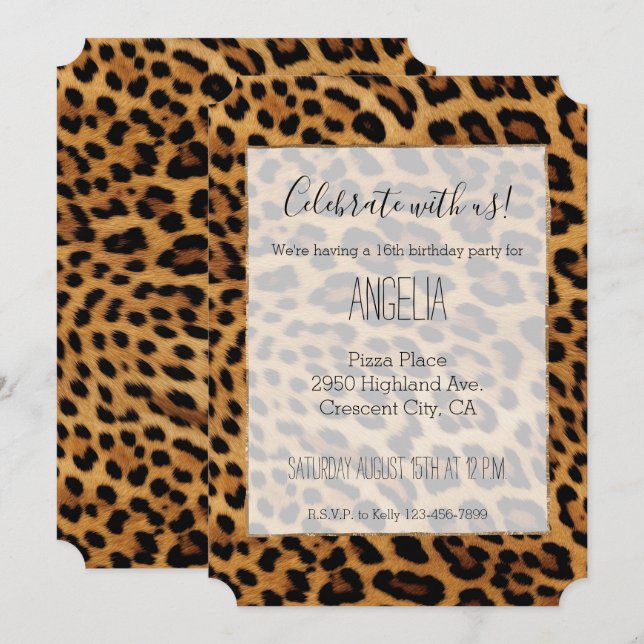 Invitación Impresión de leopardo marrón de moda (Anverso / Reverso)