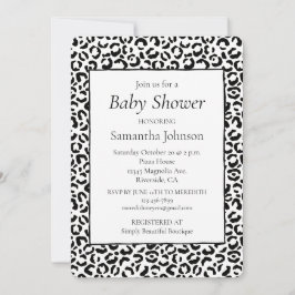 Invitación Impresión de leopardo negro blanco    