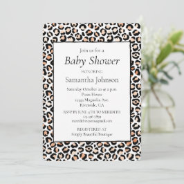 Invitación Impresión de Leopardo Negro de Peach blanco