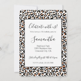 Invitación Impresión de Leopardo Negro de Peach blanco