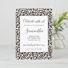 Invitación Impresión de Leopardo Negro de Peach blanco