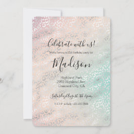 Invitación Impresión de leopardo plateado de crema de crema d