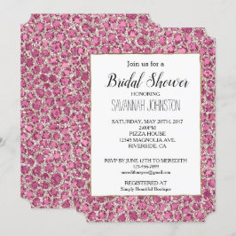 Invitación Impresión de leopardo Purpurina Glitzy Glam Girly
