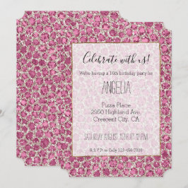 Invitación Impresión de leopardo Purpurina Glitzy Glam Girly