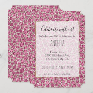 Invitación Impresión de leopardo Purpurina Glitzy Glam Girly 
