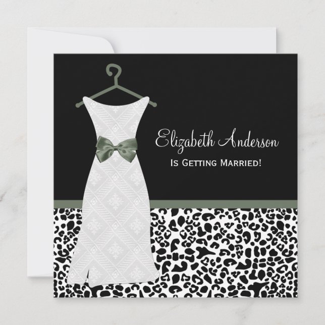 Invitación Impresión de leopardo verde verde de la bata de Li (Anverso)