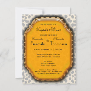 Invitación Impresión De Leopardo Y Marco De Énfasis Amarillo 