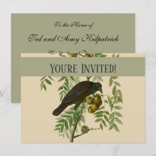 Invitación Impresión de pájaro Grackle púrpura de Audubon Vin