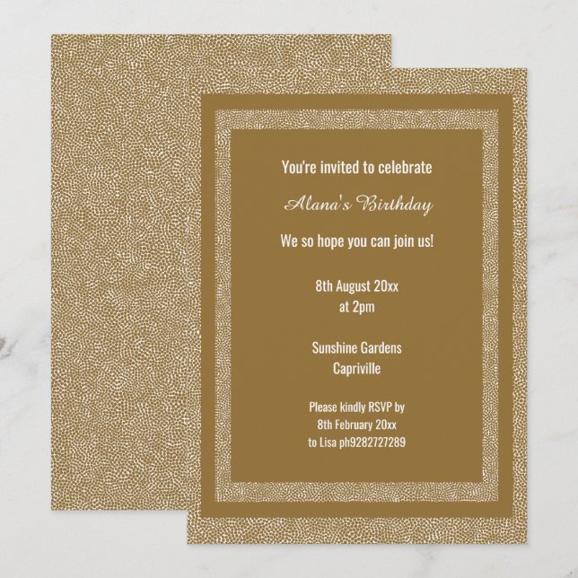 Invitación Impresión de Personalizado de cumpleaños moderno d (Anverso / Reverso)