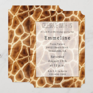 Invitación Impresión de un animal de jirafa marrón