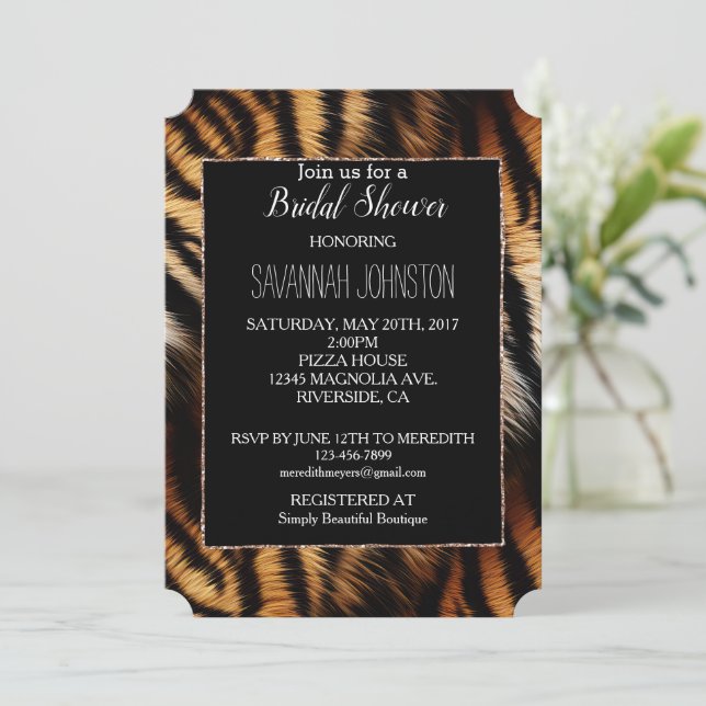 Invitación Impresión de un animal de tigre negro (Anverso de pie)