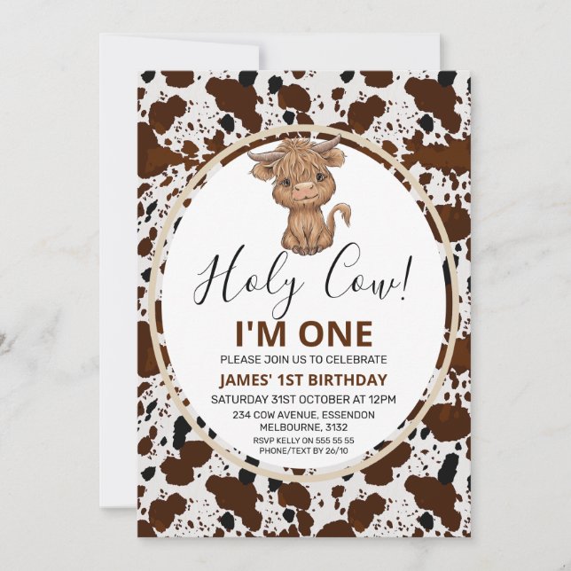 Invitación Impresión de vacas de Highland (Anverso)