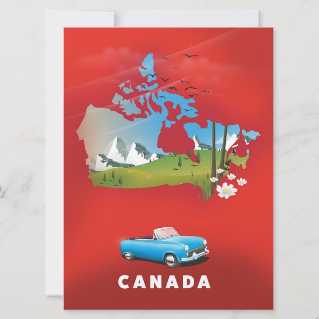 Invitación Impresión de viaje ilustrada de Canadá. (Anverso)