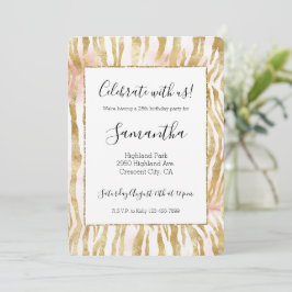 Invitación Impresión de zebra rosa Rubor Gold