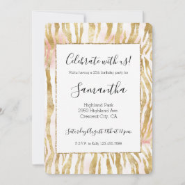 Invitación Impresión de zebra rosa Rubor Gold