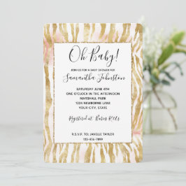Invitación Impresión de zebra rosa Rubor Gold