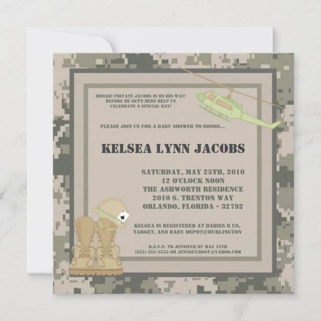 Invitación impresión del ACU de Camo del EJÉRCITO de la (Anverso)
