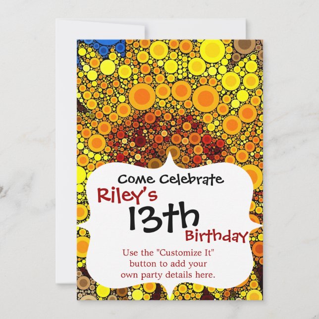 Invitación Impresión del arte digital del circulo de girasol  (Anverso)