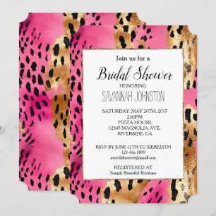 Invitación Impresión del leopardo de los glam rosados Girly