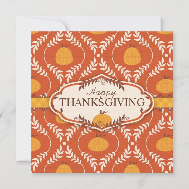 Invitación Impresión elegante del damasco de la calabaza para (Anverso)