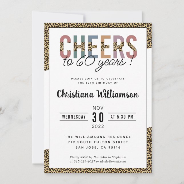 Invitación Impresión elegante del leopardo de la fiesta de cu (Anverso)