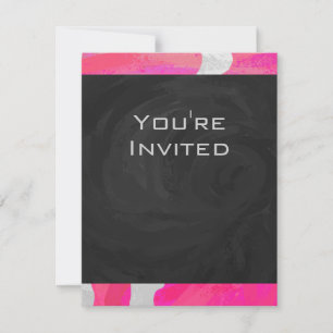 Invitación Impresión en blanco y rosa caliente de vaca monogr