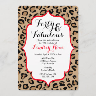 Invitación Impresión fabulosa de leopardo cuarentón