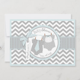 Invitación Impresión gemela Baby Shower de Chevron de la