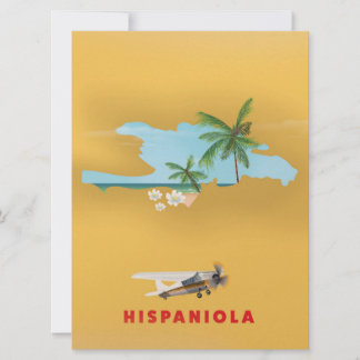 Invitación Impresión ilustrada del mapa de Hispaniola.