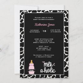 Invitación Impresión lechera personalizada Milkaholic Baby Sh
