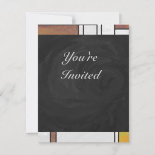 Invitación Impresión marrón amarillo verde Mondrian