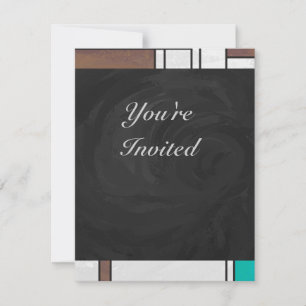 Invitación Impresión Mondrian marrón amarillo teal