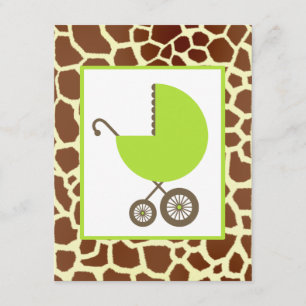 Invitación Impresión Neutral Baby Shower Green Carriage & Gir