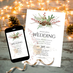 Invitación Impresión o descarga digital de Winter Wedding Sui