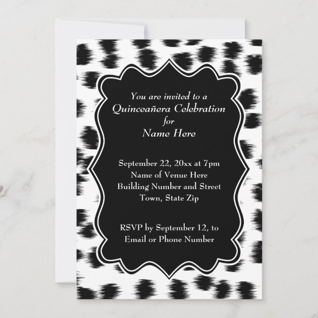 Invitación Impresión Quinceanera del modelo de los puntos del (Anverso)