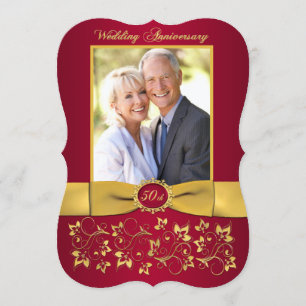 Invitación IMPRESIÓN RIBBON 50 Aniversario Invitado - Rojo