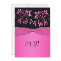 IMPRESIÓN RIBBON Black, Pink Floral Wedding Invite