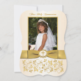 Invitación IMPRESIÓN RIBBON Fancy Shape Holy Communition Phot