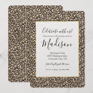 Invitación Impresión rosa Rubor Gold Leopard