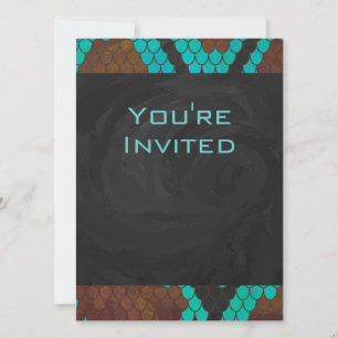 Invitación Impresión Verde azulada y marrón de serpientes de 