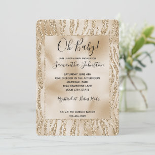 Invitación Impresión Zebra de Purpurina Luxe Gold