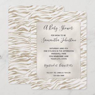 Invitación Impresión Zen Cream White Cocoa Brown Zebra