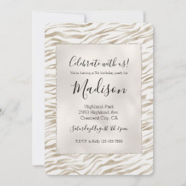 Invitación Impresión Zen Cream White Cocoa Brown Zebra