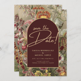 Invitación Impresionante Boda Botánica Borgoña Floral
