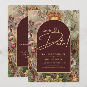 Invitación Impresionante Boda Botánica Borgoña Floral