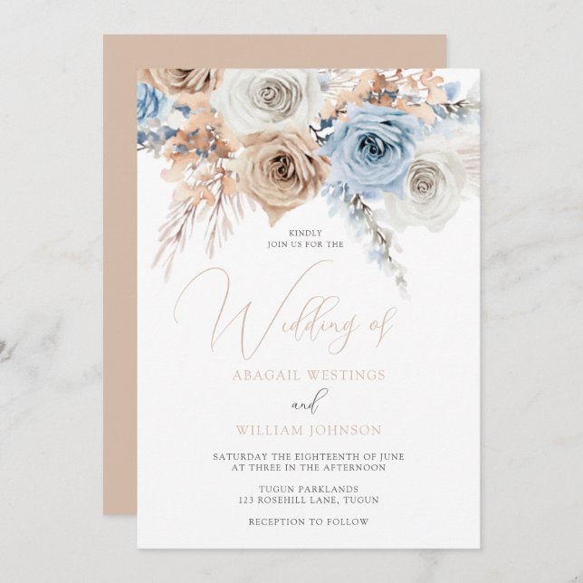 Invitación Impresionante Boda de Boho Floral (Anverso / Reverso)