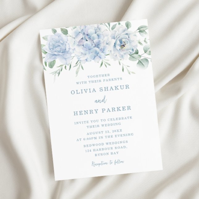 Invitación Impresionante Boda Floral Azul (Subido por el creador)