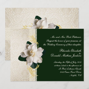Invitación Impresionante Boda verde oscuro y marfil-gandiano