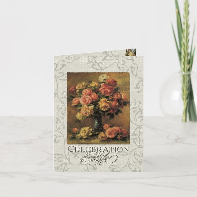 Invitación Impresionante Coral Yellow Rose 2 Servicio conmemo (Anverso)