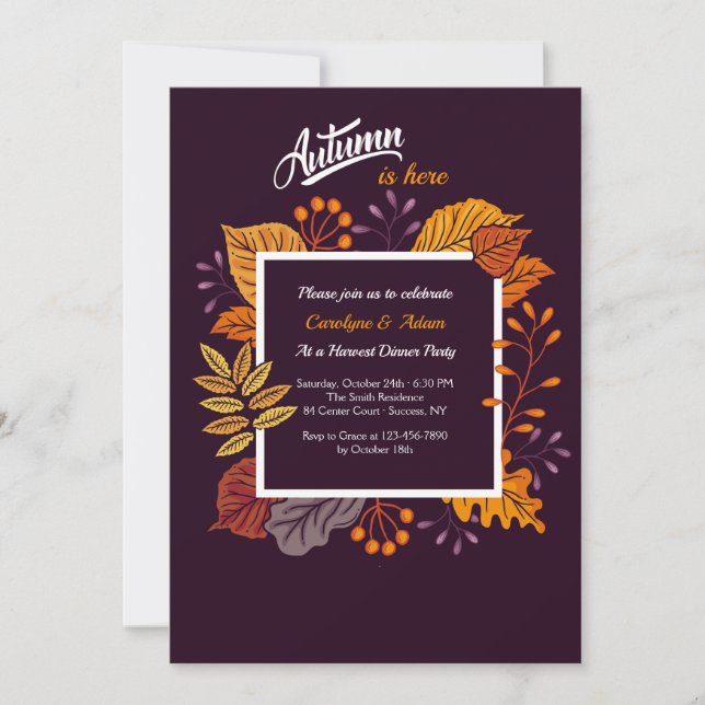 Invitación impresionante del otoño (Anverso)